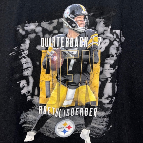 Pittsburgh Steelers Black Ben Roethlisberger Shirt M Fanatics tag - Picture 2 of 4